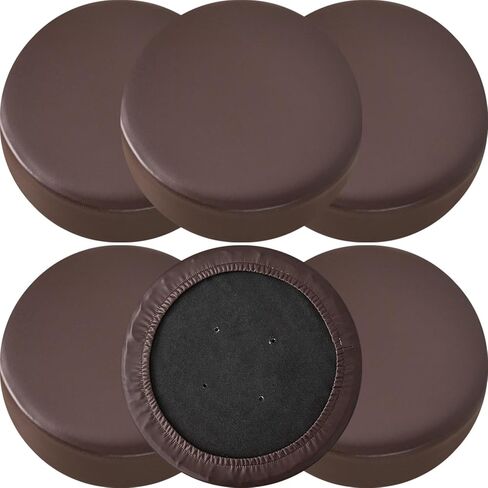 Bar Stool Cover, Waterproof Round Seat Cushion Cover, Set of 2/4/6, Stretch PU Leather Slipcovers with Nonslip Bottom for 12-15 Inch Stools in Saudi Arabia