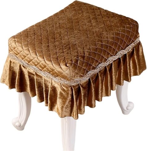 2Pcs Piano Stool Cover Flora Printed Lace Embroidery Chair Seat Pad Slipcover | Long Chair Protector Covers with Removable Washable Design for Cosmetic Stool in Saudi Arabia