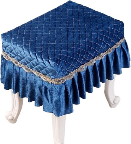 2Pcs Piano Stool Cover Flora Printed Lace Embroidery Chair Seat Pad Slipcover | Long Chair Protector Covers with Removable Washable Design for Cosmetic Stool in Saudi Arabia