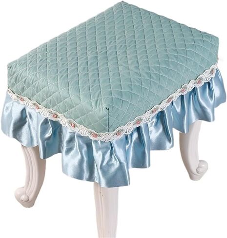 2Pcs Piano Stool Cover Flora Printed Lace Embroidery Chair Seat Pad Slipcover | Long Chair Protector Covers with Removable Washable Design for Cosmetic Stool in Saudi Arabia