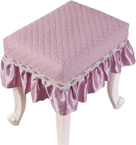 2Pcs Piano Stool Cover Flora Printed Lace Embroidery Chair Seat Pad Slipcover | Long Chair Protector Covers with Removable Washable Design for Cosmetic Stool in Saudi Arabia