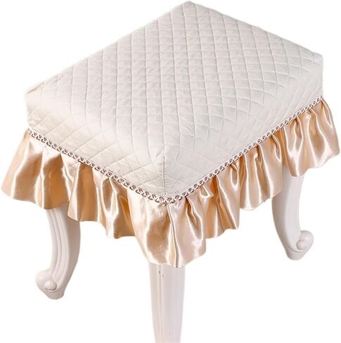 2Pcs Piano Stool Cover Flora Printed Lace Embroidery Chair Seat Pad Slipcover | Long Chair Protector Covers with Removable Washable Design for Cosmetic Stool in Saudi Arabia
