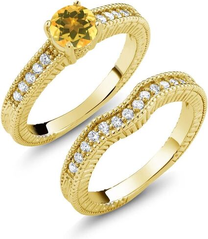 خاتم Gem Stone King 1.05 قيراط من السترين الأصفر المطلي بالذهب الأصفر عيار 18 قيراط in Kuwait