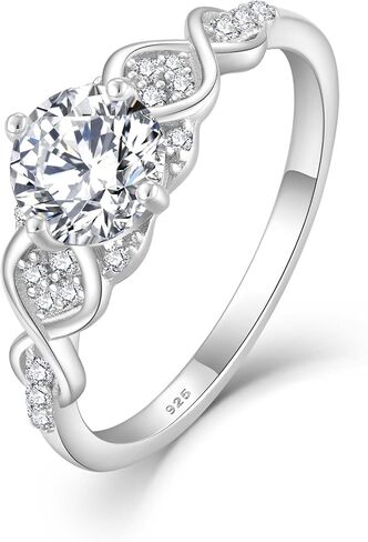 Fahonie Moissanite Promise Rings for Women 1CT D Color VVS1 Clarity, Round Cut 925 Sterling Silver Infinity Wedding Ring Engagement Anniversary Birthday Jewelry Gifts for Her Elegant Gift Packed in Kuwait