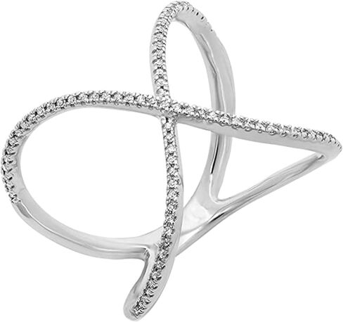 Dazzlingrock Collection Valentine's Day Gift 0.30 Ctw 14K Round Diamond Women Anniversary Wedding Band Criss Cross X Ring, Solid White Gold in Saudi Arabia