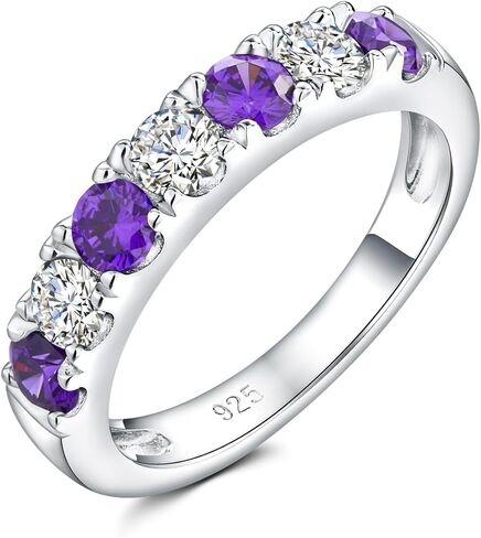 Dainty Stackable Rings for Women 3.5mm Wide S925 Sterling Silver Created Birthstone Band Ring Wedding Anniversary Birthday Jewelry(with Box) in Kuwait