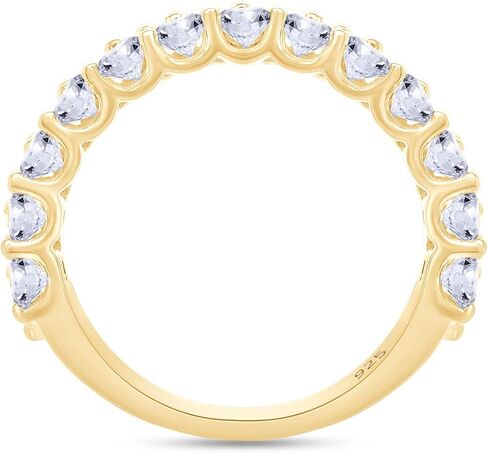 SAVEARTH DIAMONDS 2 Carat (Cttw) Round Cut Lab Created Moissanite Diamond Double Row Anniversary Wedding Band Ring In 14k Gold Over Sterling Silver (VVS1 Clarity, 2 Cttw) in Saudi Arabia