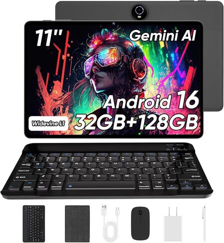 جهاز لوحي 11 بوصة مع لوحة مفاتيح ، Android 15 أقراص ، 12 جيجابايت+128 جيجابايت ، 1 تيرابايت ، بطارية 8000 مللي أمبير في الساعة ، كاميرا 5 ميجابكسل+8 ميجابكسل ، واي فاي 6 ، شاشة لمس IPS ، الماوس/القلم/الحالة/الشاحن في الداخل ، هدية رائعة - in Kuwait
