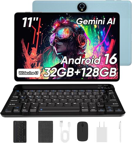 جهاز لوحي 11 بوصة مع لوحة مفاتيح ، Android 15 أقراص ، 12 جيجابايت+128 جيجابايت ، 1 تيرابايت ، بطارية 8000 مللي أمبير في الساعة ، كاميرا 5 ميجابكسل+8 ميجابكسل ، واي فاي 6 ، شاشة لمس IPS ، الماوس/القلم/الحالة/الشاحن في الداخل ، هدية رائعة - in Kuwait