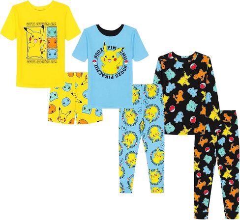 Pokemon Boys’ 6-Piece Snug-Fit Cotton Pajamas Set, Poke Treasure, 10 in Saudi Arabia
