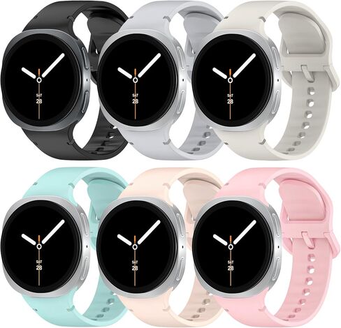 6 حزمة رياضية نطاقات متوافقة مع Samsung Galaxy Watch 8 Band 40mm 44mm/Galaxy Watch 8 Classic 46mm ، معصم سليكون ناعم للماء لـ Galaxy Watch 8/8 Classic 2025 Women Men in Kuwait