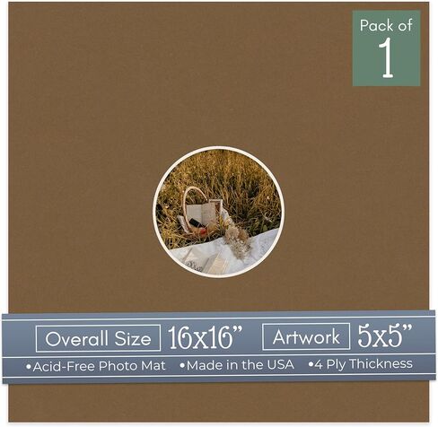حميمة طازجة من الكتان من الكتان الحرة 16 × 16 ، حصيرة إطار صورة دائرة مع قطع شطرية بيضاء ل 5 × 5 صور - يناسب إطار 16x16 - حزمة من طقم عرض واحد مع الدعم الخالي من الأحماض والكشف in Kuwait
