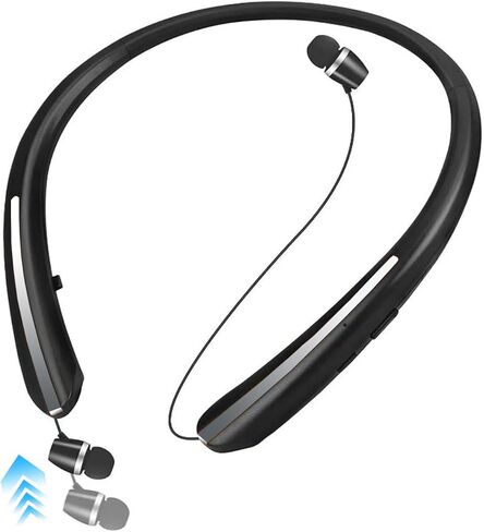 سماعات بوتوث نطاق العنق ، سماعات الرأس القابلة للسحب لسماعات الأذن اللاسلكية لضوضاء أذن الضوضاء مع ميكروفون ، IPX5 مقاومة للتعرق ، متوافق مع جهاز iPhone Android Samsung PC (ROSE) (أسود) in Kuwait