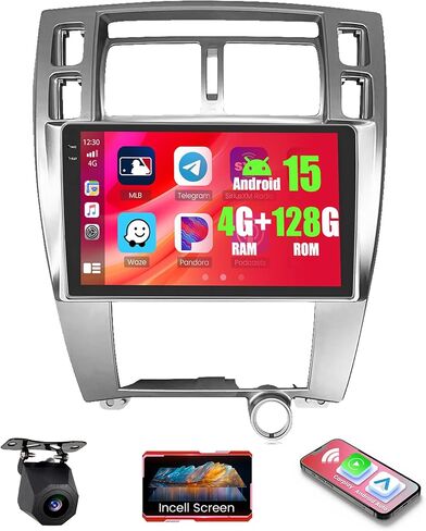 [4+64G] Sterroid 15 Car Stereo لـ Hyundai Tucson 2006-2009 ، Wireless Carplay & Android Auto ، Radio 10 inch touchscreen Car Radio لـ Tucson مع GPS ، WiFi ، 32eq ، UI ، Bluetooth 5.0 ، FM/RDS ، كاميرا احتياطية ، كاميرا احتياطية in Saudi Arabia