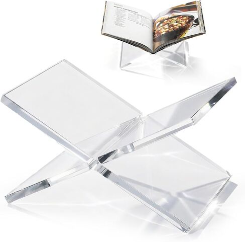 حامل كتب أكريليك مقاس 12 × 8 × 6، حامل كتب شفاف بسمك 8 مم وحامل عرض لكتب الطبخ والأناجيل والكتب الفنية وكتب الوصفات وألبومات الصور والقراءة المكتبية وديكور طاولة القهوة in Kuwait