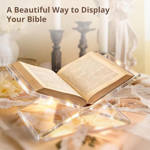 حامل كتب أكريليك مقاس 12 × 8 × 6، حامل كتب شفاف بسمك 8 مم وحامل عرض لكتب الطبخ والأناجيل والكتب الفنية وكتب الوصفات وألبومات الصور والقراءة المكتبية وديكور طاولة القهوة in Kuwait