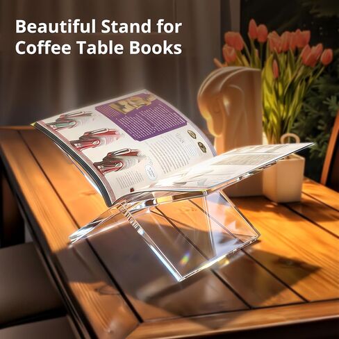 حامل كتب أكريليك مقاس 12 × 8 × 6، حامل كتب شفاف بسمك 8 مم وحامل عرض لكتب الطبخ والأناجيل والكتب الفنية وكتب الوصفات وألبومات الصور والقراءة المكتبية وديكور طاولة القهوة in Kuwait