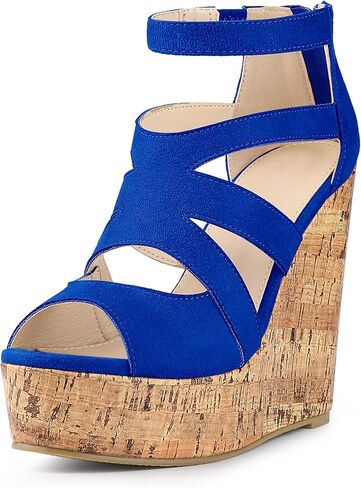 Allegra K Women's Platform Peep Toe Cutout Caged Cork Wedge Heel Sandals in Saudi Arabia