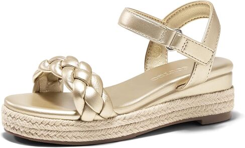 Coutgo Girls Platform Sandals Espadrille Braid Open Toe Ankle Strap Wedge Sandals Summer Dress Shoes for Toddler/Little/Big Kids in Kuwait