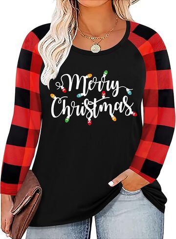 Plus Size Merry and Bright Christmas Shirt for Women Xmas Leopard Tree T-Shirt Merry Christmas Shirts Tops in Kuwait