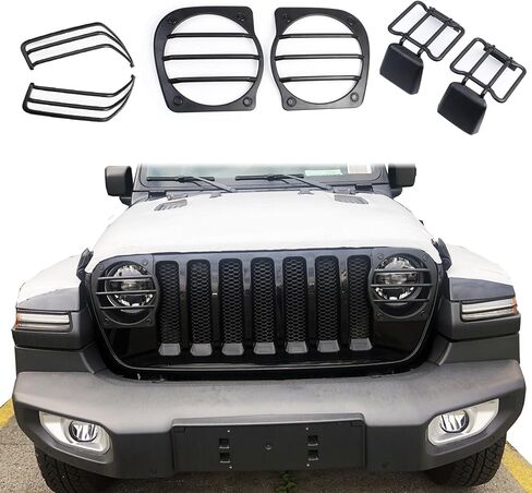 Korlot Black Plastic Front Headlight Fog Turn Signal Light Taillight Cover Trims Accessories Kit for 2018-2026 Jeep Wrangler JL in Saudi Arabia