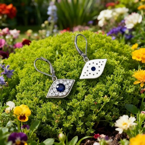 PEIMKO عين الشر مسمار هوب أقراط للنساء، 925 الفضة الاسترليني اليونانية عنخ الصليب عيون حورس / عيون الشر الزرقاء مجوهرات الحماية الروحية للنساء هدايا عيد ميلاد in Kuwait