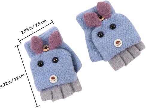 2 Pairs Cartoon Dog Half Finger Knitted Gloves and Adults Warm Cover Gloves for Boys Cold Weather Outdoor Use Random Color in Saudi Arabia