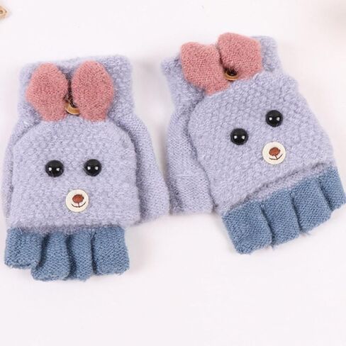 2 Pairs Cartoon Dog Half Finger Knitted Gloves and Adults Warm Cover Gloves for Boys Cold Weather Outdoor Use Random Color in Saudi Arabia