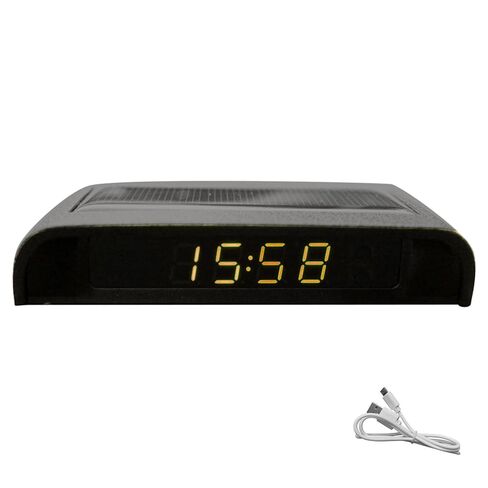 Car Auto Digital Dashboard Clock Small Clocks Solar Powered Stick-On Luminous Time Clock with Temperature LCD Screen Display for Car Interior(Warm Light) in Saudi Arabia