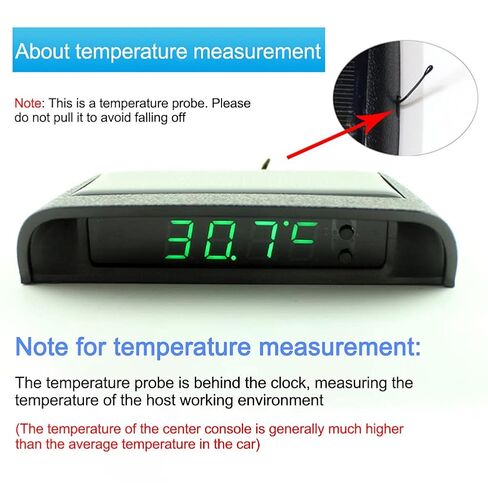 Car Auto Digital Dashboard Clock Small Clocks Solar Powered Stick-On Luminous Time Clock with Temperature LCD Screen Display for Car Interior(Warm Light) in Saudi Arabia