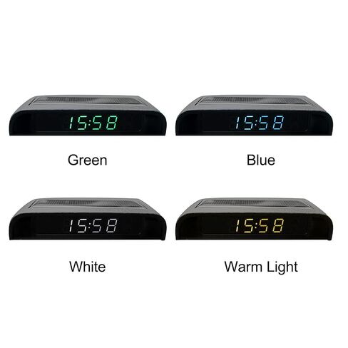 Car Auto Digital Dashboard Clock Small Clocks Solar Powered Stick-On Luminous Time Clock with Temperature LCD Screen Display for Car Interior(Warm Light) in Saudi Arabia