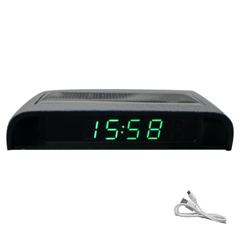 Car Auto Digital Dashboard Clock Small Clocks Solar Powered Stick-On Luminous Time Clock with Temperature LCD Screen Display for Car Interior(Warm Light) in Kuwait