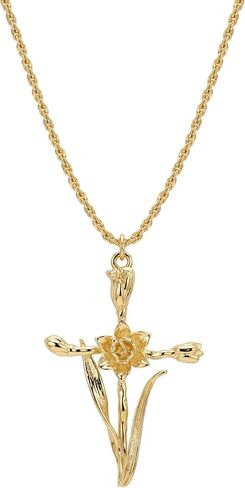 MEVECCO Gold Birth Flower Cross Necklace for Women 12 Month Faith Pendent 18K Gold Plated 2MM Twist Rope Chain Personalized Religious Birthday Jewelry for Her in Saudi Arabia