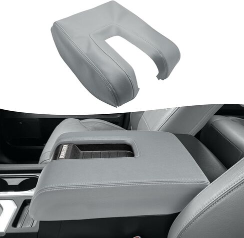غطاء بديل لوحدة التحكم المركزية للسيارة Toyota Tundra 2014 2015 2016 2017 2018 2019 2020 2021، مسند ذراع من جلد الفينيل، مضاد للخدش، أسود (جزء جلدي فقط) in Kuwait