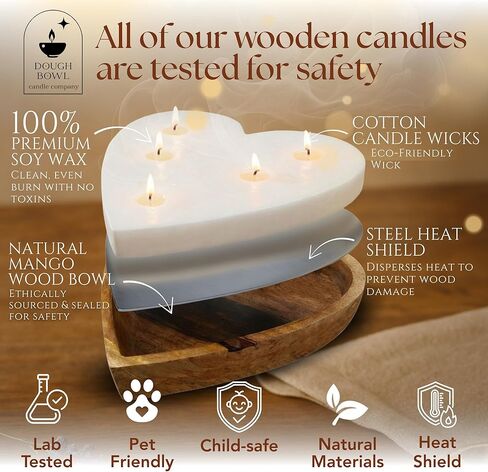 شمعة من شركة Dough Bowl Candle Co. شمعة الورد - شموع الصويا المعطرة على شكل قلب كبيرة مقاس 10 × 10 × 2 للنساء، هدايا ديكور عيد الحب للمنزل، 5 فتيل أبيض للعلاج بالروائح الطبيعية المزخرفة، وقت حرق لمدة 30 ساعة in Kuwait