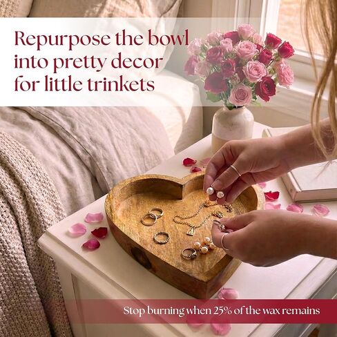شمعة من شركة Dough Bowl Candle Co. شمعة الورد - شموع الصويا المعطرة على شكل قلب كبيرة مقاس 10 × 10 × 2 للنساء، هدايا ديكور عيد الحب للمنزل، 5 فتيل أبيض للعلاج بالروائح الطبيعية المزخرفة، وقت حرق لمدة 30 ساعة in Kuwait