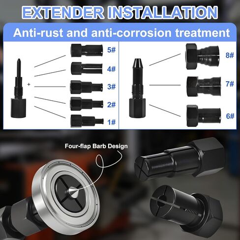 12PCS Blind Hole Bearing Puller Set with Slide Hammer, High Strength Internal Extractor Kit with Expandable Collets 8-32MM, Insert Bearing Remover Tool for ATV, Motorcycle, Bike & Auto Wheels in Saudi Arabia