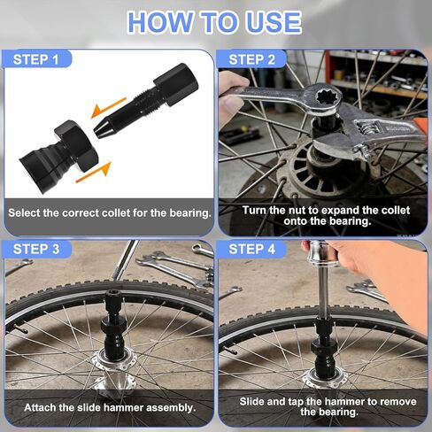 12PCS Blind Hole Bearing Puller Set with Slide Hammer, High Strength Internal Extractor Kit with Expandable Collets 8-32MM, Insert Bearing Remover Tool for ATV, Motorcycle, Bike & Auto Wheels in Saudi Arabia