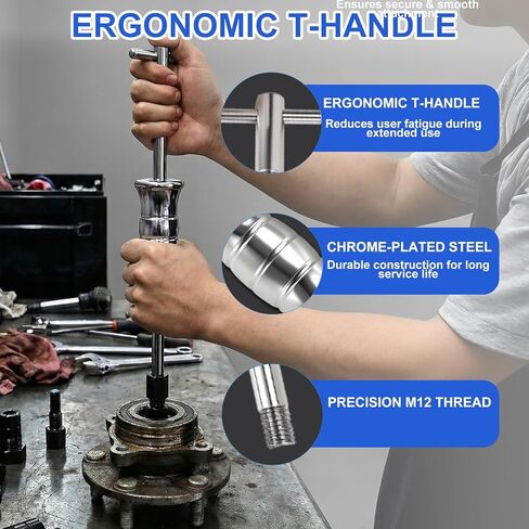 12PCS Blind Hole Bearing Puller Set with Slide Hammer, High Strength Internal Extractor Kit with Expandable Collets 8-32MM, Insert Bearing Remover Tool for ATV, Motorcycle, Bike & Auto Wheels in Saudi Arabia