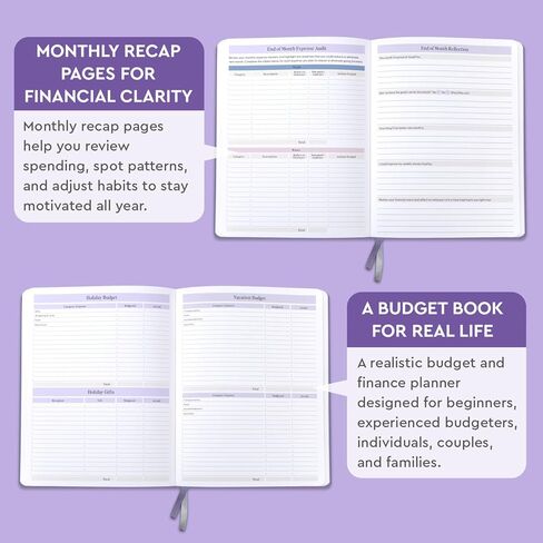 مخطط الميزانية Dow Janes Planner Panda Planner 2026 مخطط مالي - مخطط الميزانية الشهرية ومتتبع دفع الفواتير، دفتر تعقب النفقات، كتاب الميزانية، 8.5 × 11 غلاف ناعم أرجواني 120 جرامًا للمتر المربع in Kuwait