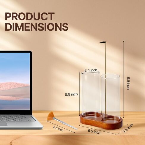 Incense Holder with 2 High Glass Bottle,Wooden Base Incense Stick Holder for Desktop,Incense Burner for Ash Collection,Ash Container in Saudi Arabia