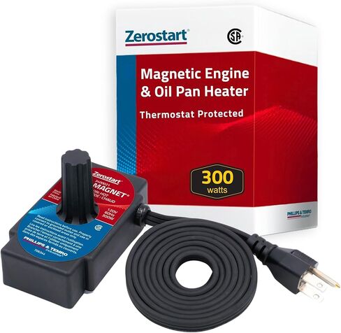 Zerostart 3400017 سخان كهربائي مغناطيسي محمول لناقل الحركة وأواني الزيت والمحركات الصغيرة | سخان كتلة المحرك المغناطيسي | معتمد من وكالة الفضاء الكندية | 120 فولت | 200 واط in Kuwait