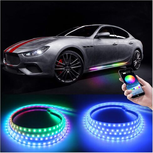 شريط إضاءة RGB للوحة الجري 71 بوصة للتحكم في تطبيق الهاتف الذكي، كابينة طاقم ممتدة 2 قطعة، 108 قطعة شريط أضواء LED للشاحنة لشاحنات الالتقاط، سيارات الدفع الرباعي، شاحنة العمل (OPL-APP-1.8M) in Kuwait