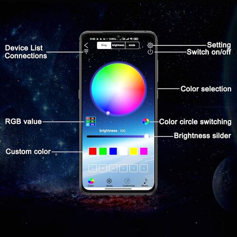 شريط إضاءة RGB للوحة الجري 71 بوصة للتحكم في تطبيق الهاتف الذكي، كابينة طاقم ممتدة 2 قطعة، 108 قطعة شريط أضواء LED للشاحنة لشاحنات الالتقاط، سيارات الدفع الرباعي، شاحنة العمل (OPL-APP-1.8M) in Kuwait