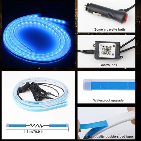 شريط إضاءة RGB للوحة الجري 71 بوصة للتحكم في تطبيق الهاتف الذكي، كابينة طاقم ممتدة 2 قطعة، 108 قطعة شريط أضواء LED للشاحنة لشاحنات الالتقاط، سيارات الدفع الرباعي، شاحنة العمل (OPL-APP-1.8M) in Kuwait