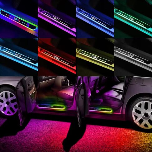 Led Door Sills for Car Magnetic, Personalized Custom Text Logo Car Door Lights, 7 Colors/28 Modes Auto-Sensing Led car Door Sill Lights, Wireless Car Pedal Lights in Saudi Arabia
