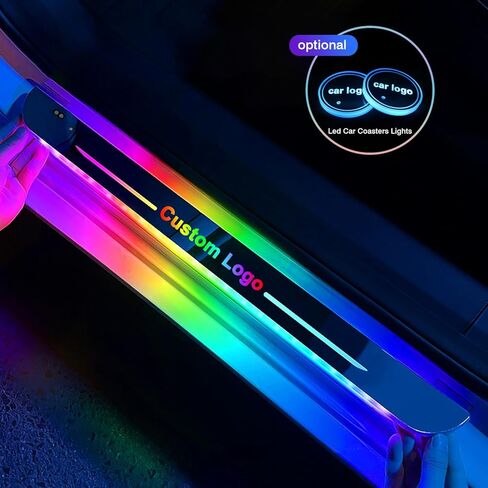 Led Door Sills for Car Magnetic, Personalized Custom Text Logo Car Door Lights, 7 Colors/28 Modes Auto-Sensing Led car Door Sill Lights, Wireless Car Pedal Lights in Saudi Arabia