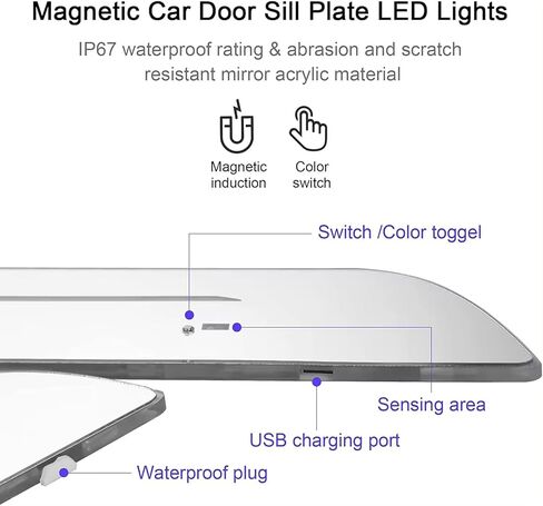 Led Door Sills for Car Magnetic, Personalized Custom Text Logo Car Door Lights, 7 Colors/28 Modes Auto-Sensing Led car Door Sill Lights, Wireless Car Pedal Lights in Saudi Arabia