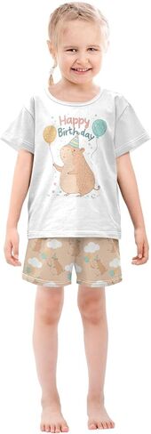 Capybara Strawberry Pajamas Sets Cute Summer Shorts Set for Nightwears in Saudi Arabia