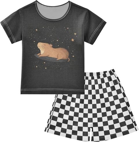 Capybara Strawberry Pajamas Sets Cute Summer Shorts Set for Nightwears in Saudi Arabia